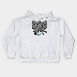 Black and White Tea Roses Kids Hoodie